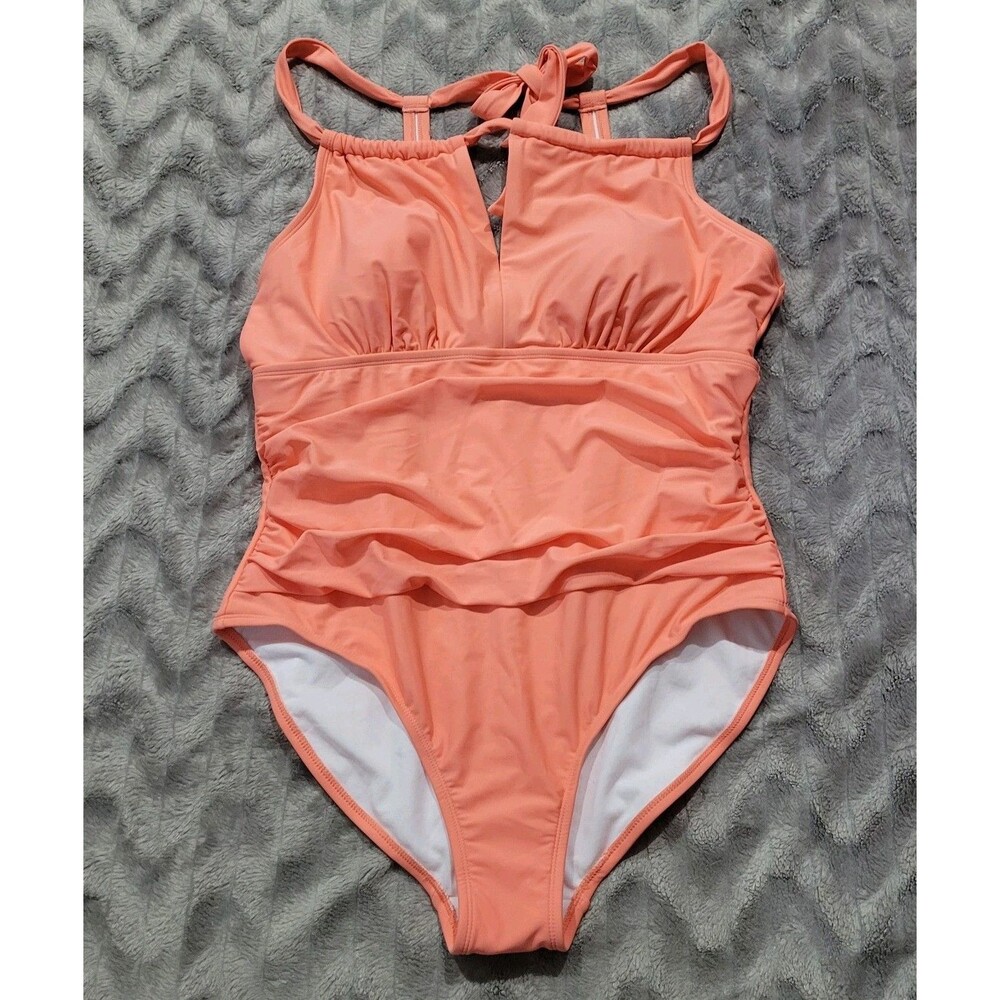 Kona Sol Womens Size 17 Melon Orange Tummy Control One Piece Swimsuit NWT